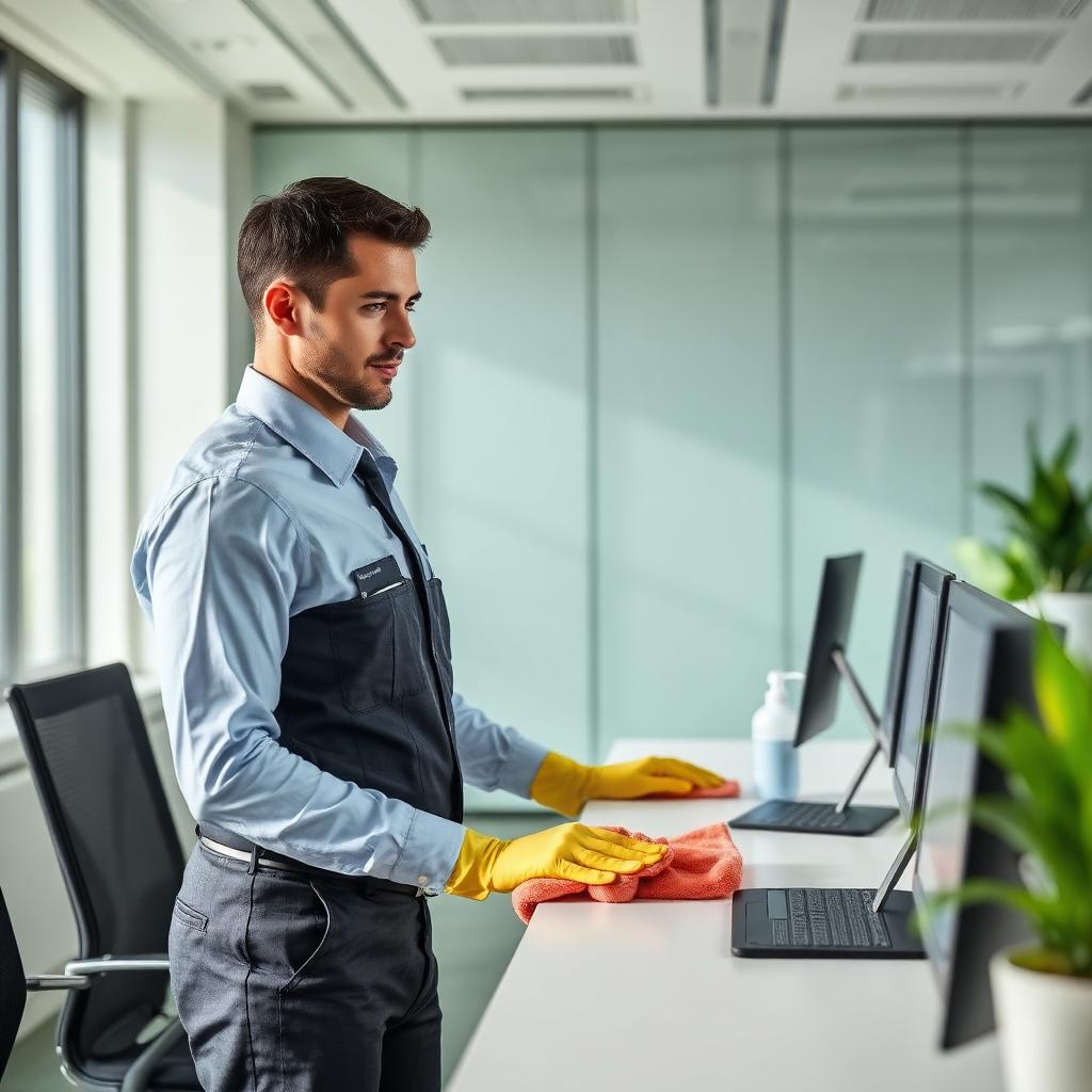 Spotless executive office workstation sanitised by Crownrise
